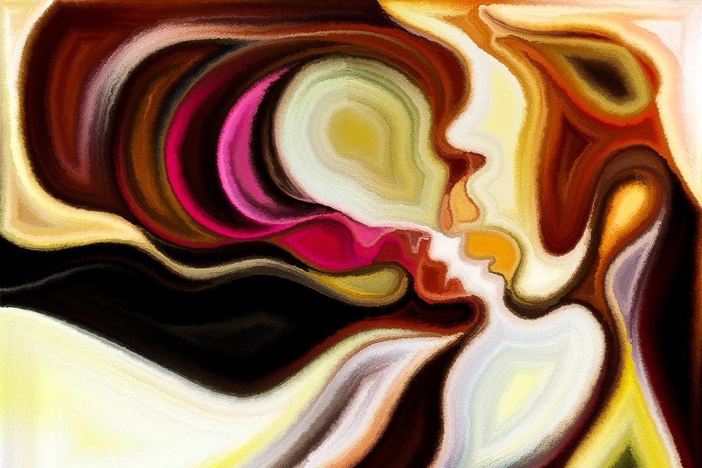 Abstrakcyjna ilustracja przedstawiająca różne emocje i uczucia